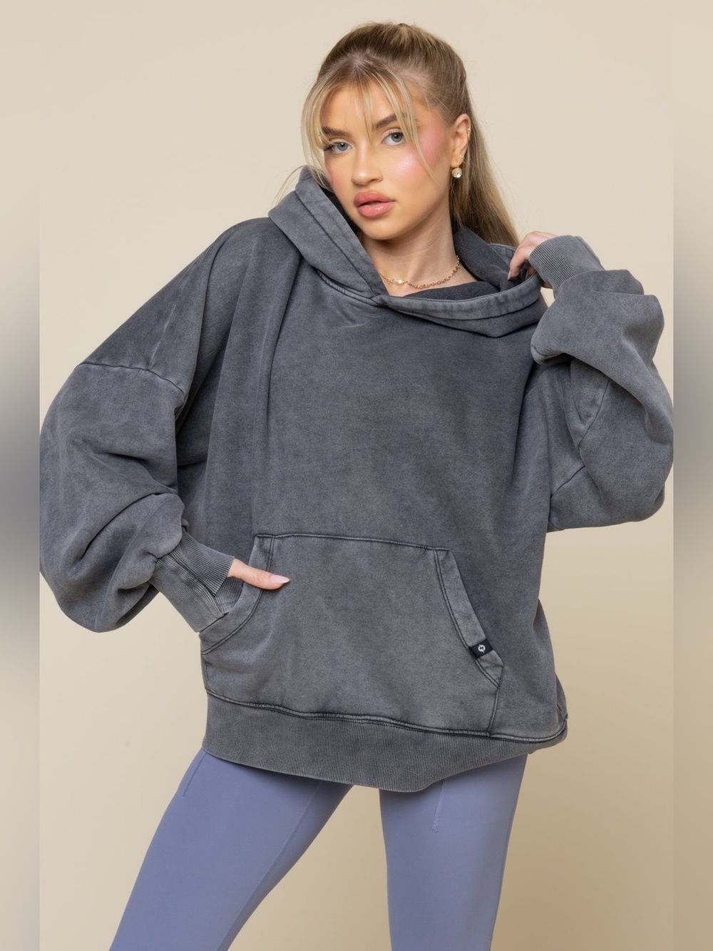 Popflex Boxy Boyfriend Hoodie - Vintage Black